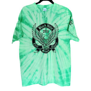 NWT Vintage VTG 2016 Sturgis Green Tie Dye Black Hills Cycle Classic T-shirt LG